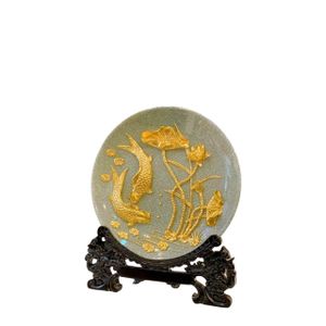 Đĩa Cá Chép Hoa Sen Mạ Vàng 24k