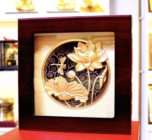 "Tranh Hoa Sen Mạ Vàng 20cmx20cm Mẫu 1