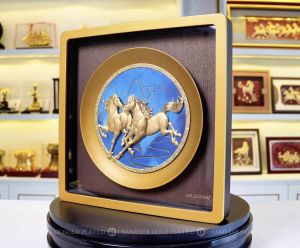 Tranh Song Mã Mạ Vàng 24k 30×30cm