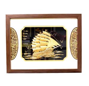 Tranh Thuyền Buồm Mạ Vàng 33x26cm — Biểu Tượng Phong Thủy & Quà Tặng Cao Cấp