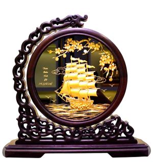 Tranh Thuận Buồm Xuôi Gió Mạ Vàng 30cmx31cm Quà Tặng Đối tác Cao Cấp