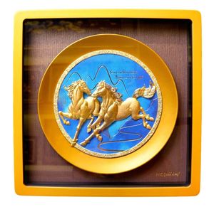 Tranh Song Mã Mạ Vàng 24k 30×30cm