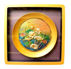 Tranh Hoa Sen Mạ Vàng 24k 30 30cm