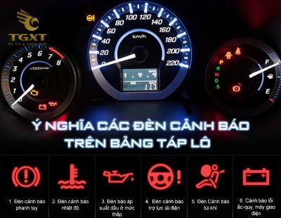 Hình ảnh ký hiệu các đèn báo trên taplo xe tải Thaco, giúp tài xế nhận biết nhanh các trạng thái hoạt động và cảnh báo an toàn.