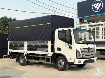 Xe tải Foton AUMARK S35 3.5T thùng bạt: động cơ 2.5L Cummins, hộp số ZF và ABS 4 kênh.