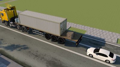 Hình ảnh xe tải trong quá trình kiểm tra an toàn trước chuyến đi.