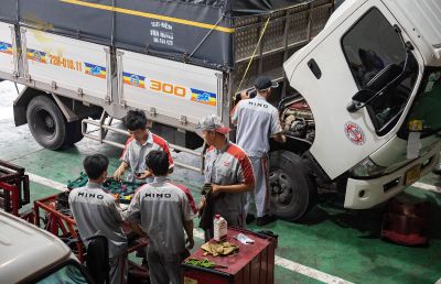 Thông số đăng kiểm xe tải: nhãn hiệu, biển số, năm sản xuất, khối lượng cho phép, kích thước thùng, tiêu chuẩn khí thải.