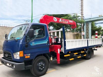 Xe cẩu Hyundai Mighty W11S 5.9 tấn có cẩu Unic URV343, công nghệ Euro 5, phù hợp vận chuyển hàng linh hoạt, bền bỉ.
