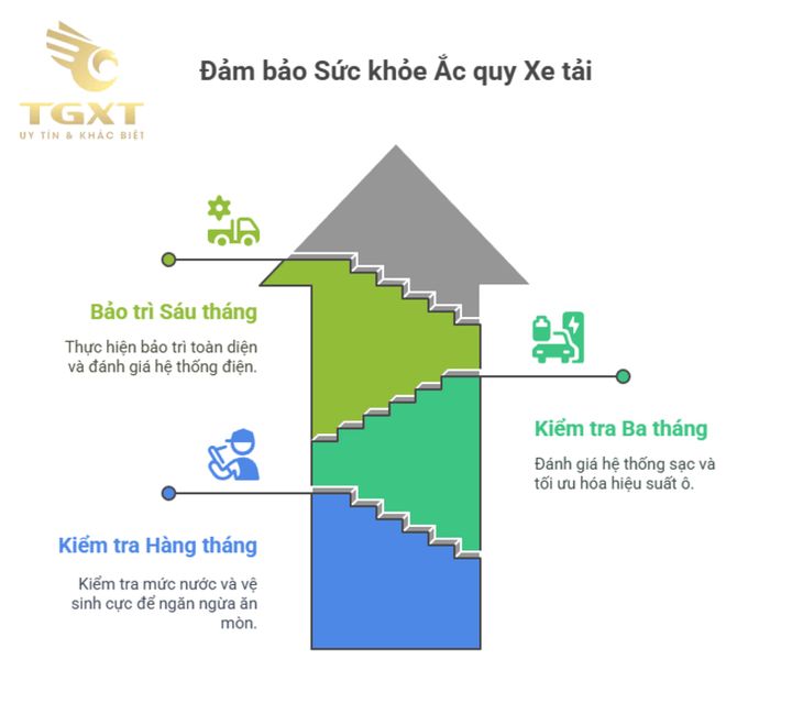 Bảo dưỡng bình ắc quy xe tải giúp kéo dài tuổi thọ và đảm bảo vận hành ổn định.