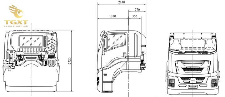Bản vẽ xe tải chi tiết, mô tả cấu trúc và hệ thống kỹ thuật hiện đại của xe tải.