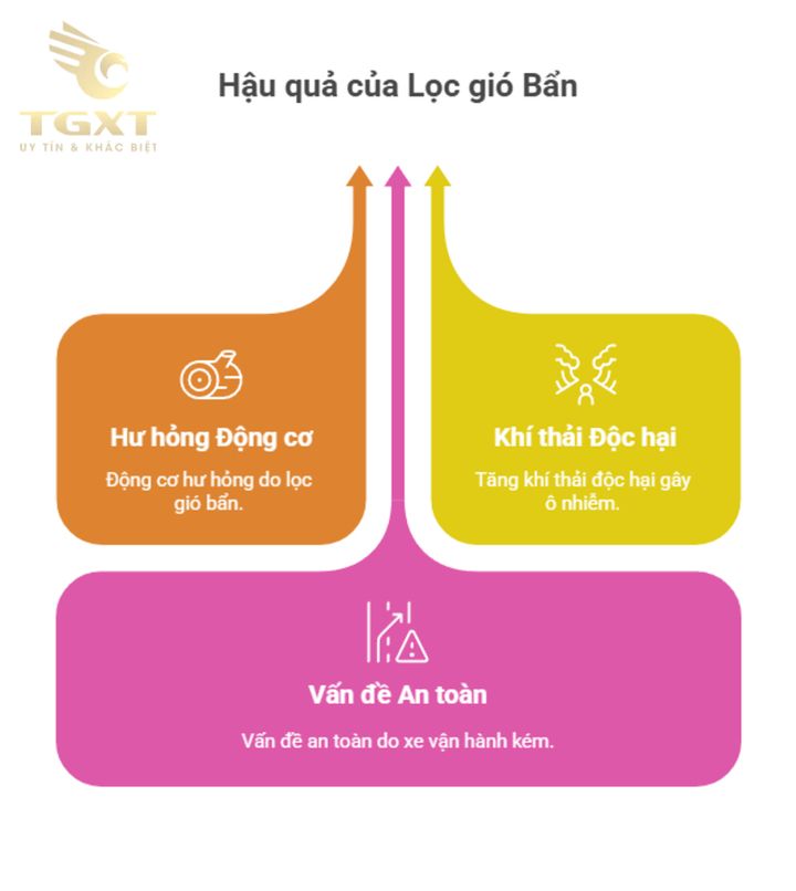Dấu hiệu lọc gió xe tải bẩn hoặc nghẹt, ảnh minh họa cho các vấn đề về động cơ.
