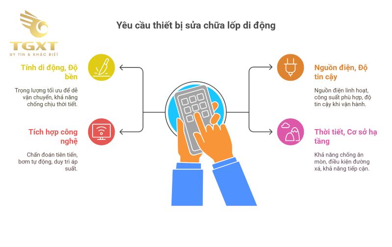 Các thiết bị chuyên dùng trong vá xe tải lưu động