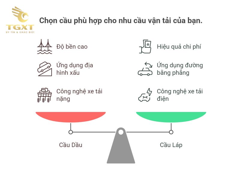 Phân loại cầu xe tải: Cầu dầu và Cầu láp