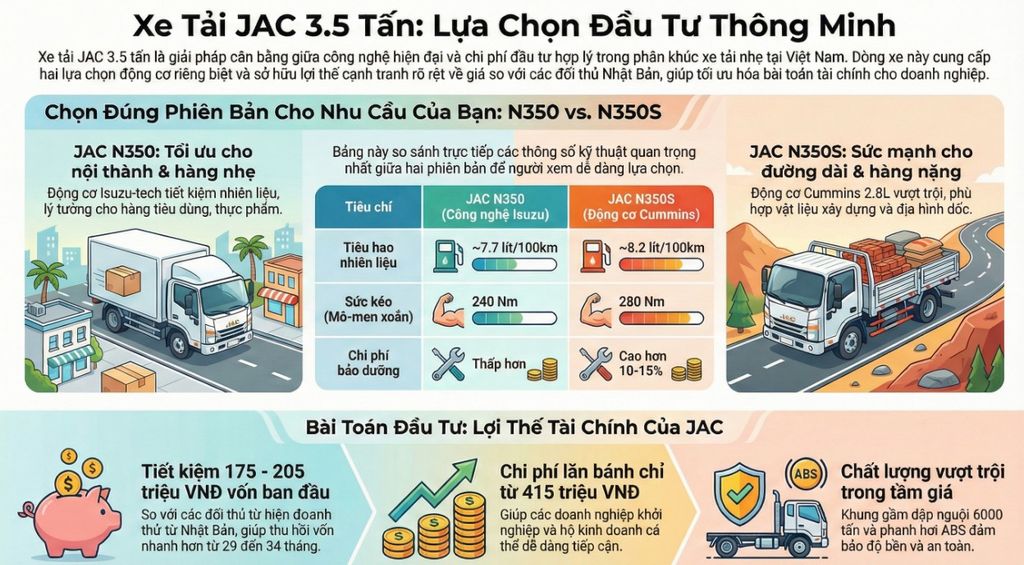 Giá xe tải JAC 3.5 tấn và chi phí lăn bánh mới nhất tháng 01/2026