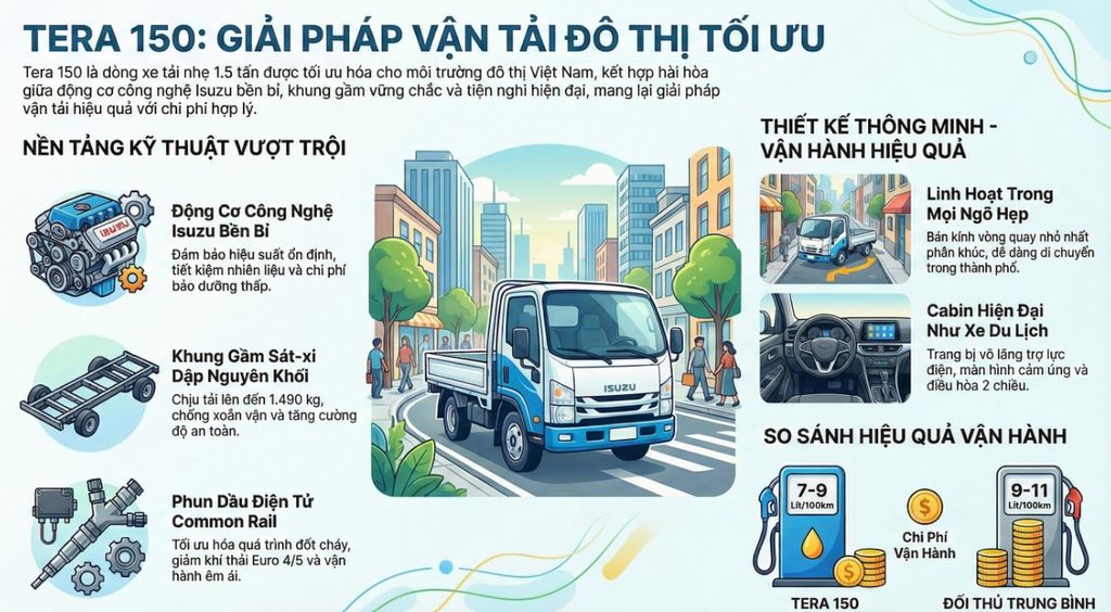 Giá xe tải Tera 150 tháng 01/2026