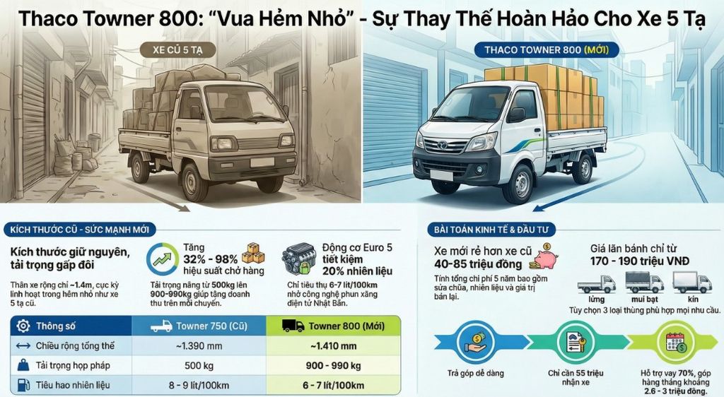 XE TẢI THACO TOWNER 990KG CŨ PHỔ BIẾN